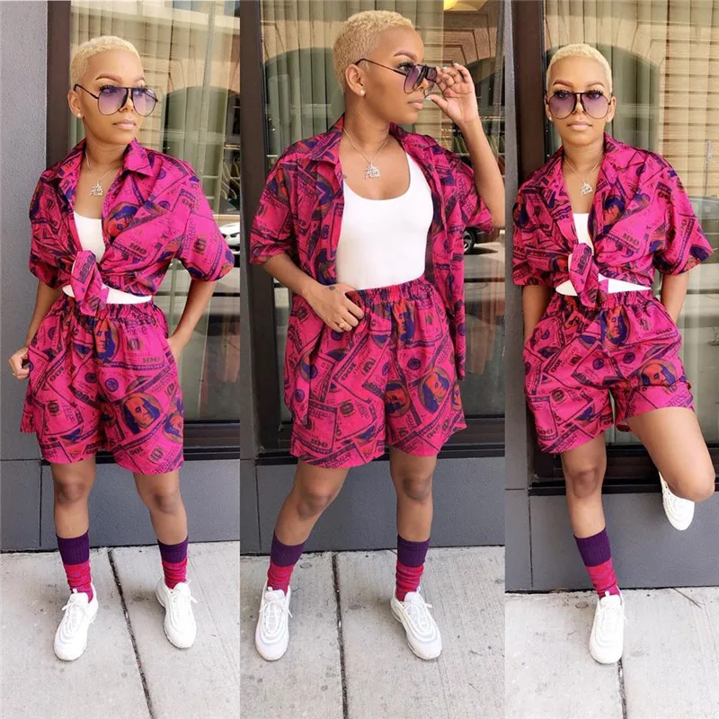 Комплект из двух предметов с принтом в виде банкнот крутая уличная рубашка топ и