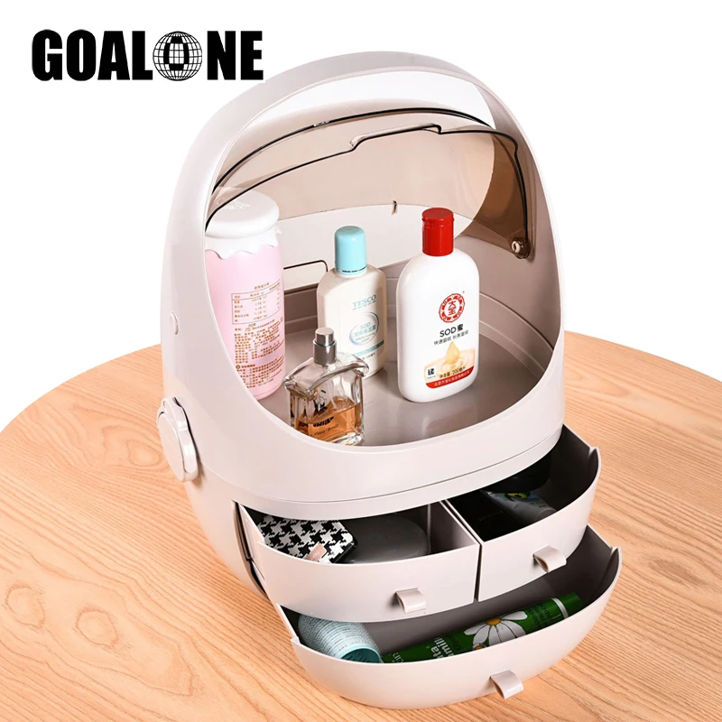 

GOALONE Portable Cosmetic Storage Box Small Plastic Box Acrylic Makeup Organizer Dustproof Waterproof Drawer Organizer with Lid