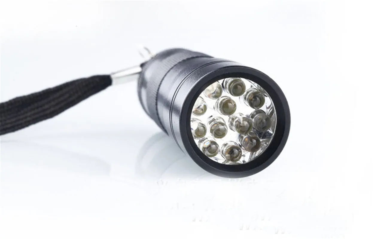Мини переносной 12LED УФ Алюминий вспышка светильник фиолетовый карманный фонарь