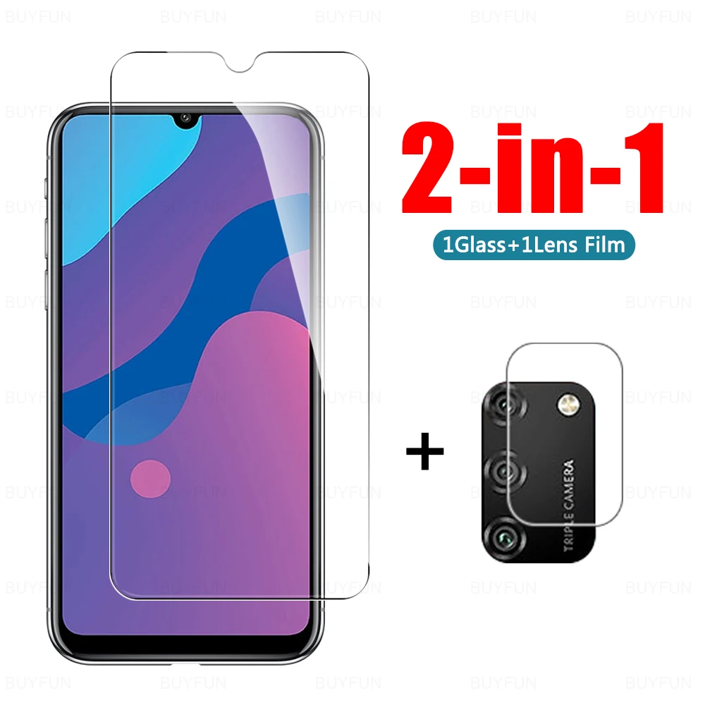 

2-in-1 Protective Tempered Glass On The For Honor 8c 8s Screen Protector For Honor 9 Lite 9x lite 9a Camera Protective Lens Film