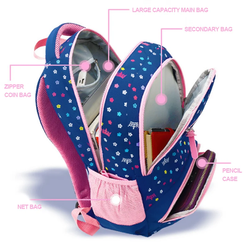 

Primary school children's schoolbag girls 1-6 grade backpack Korean version of the shoulder princess bag to reduce the burden