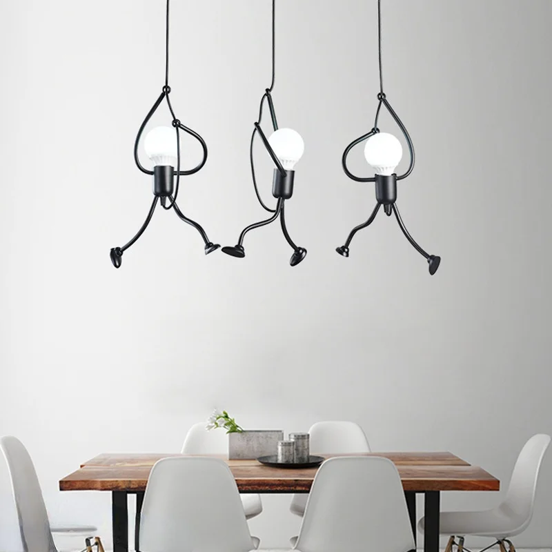 

Креативные подвесные светильники для маленького человека, железные люди, подвесной светильник для скалолазания, Подвесная лампа для детск...