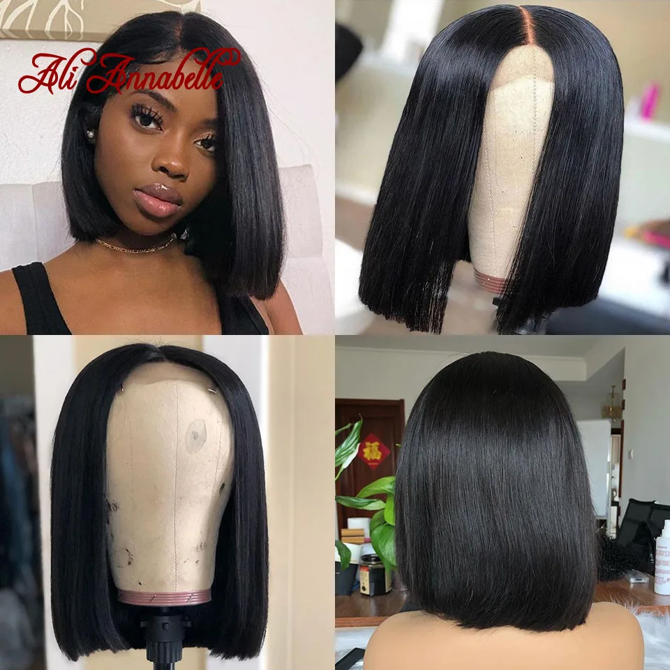 Ali Annabelle Bob Lace Front Human Hair Wigs Brazilian Short Human Hair Wig Pre Plucked Perruque Cheveux Humain Bresiliens Solde