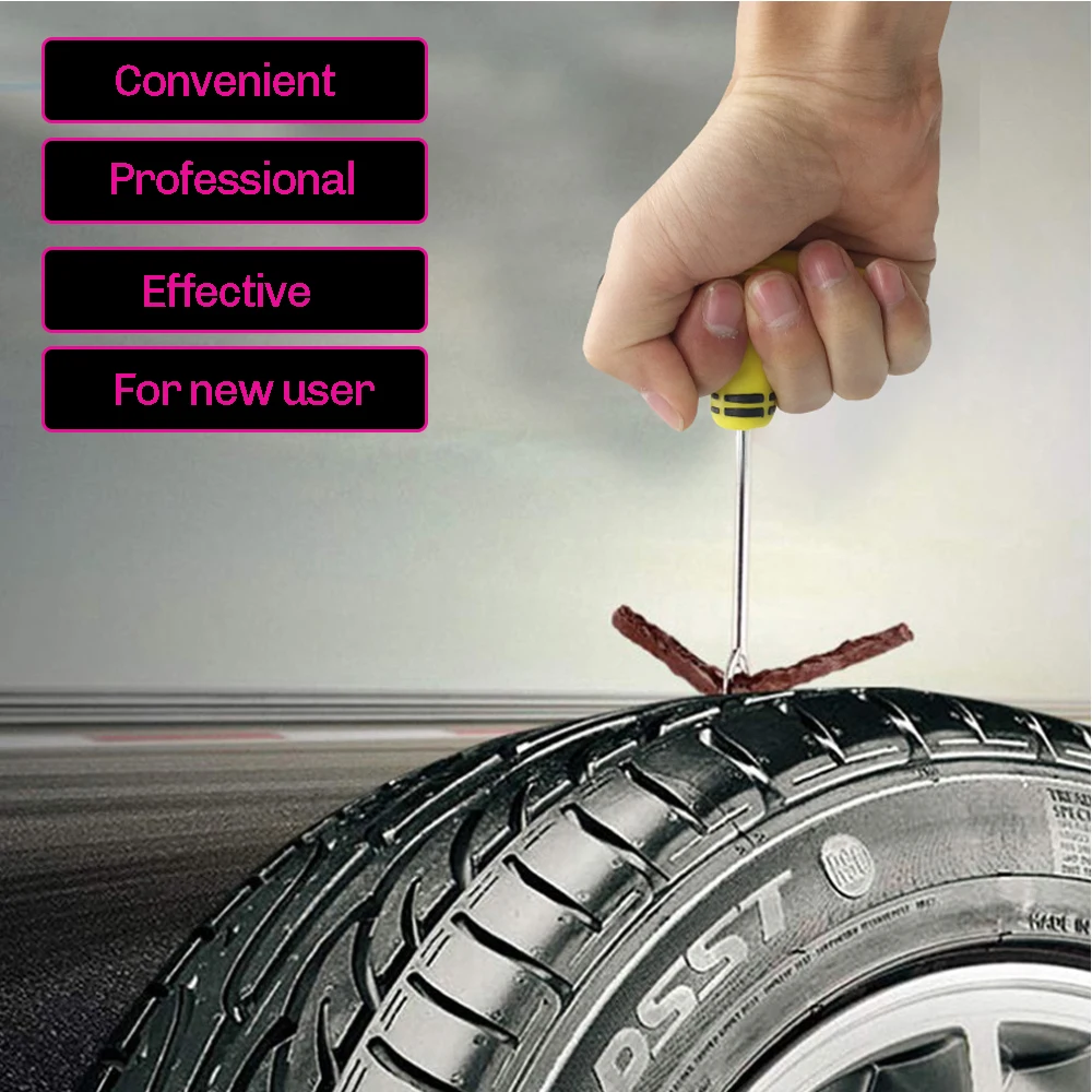 Tire Repair Tool Kit For Tubeless Emergency Tyre Fast Puncture Plug Block Air Leaking Car Truck |