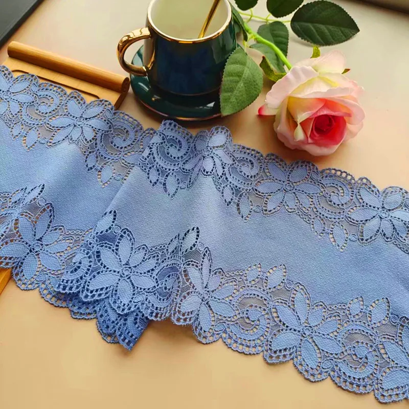 2M/lot 16-22cm wide Light blue apricot dark green embroidery stretch lace skirt garment trimming stitching fabric AC185 | Дом и сад