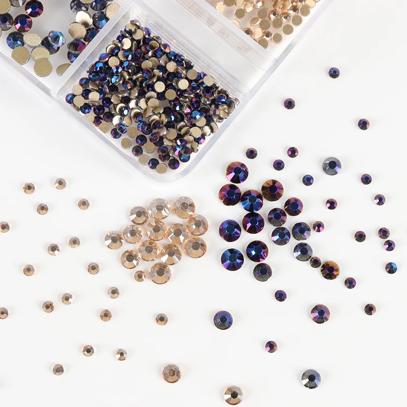 

6 Grids/Set AB Color Crystal Gems Nail Decorations Flat Bottom Nail Art Rhinestone Accessories For DIY Manicure Design Charm