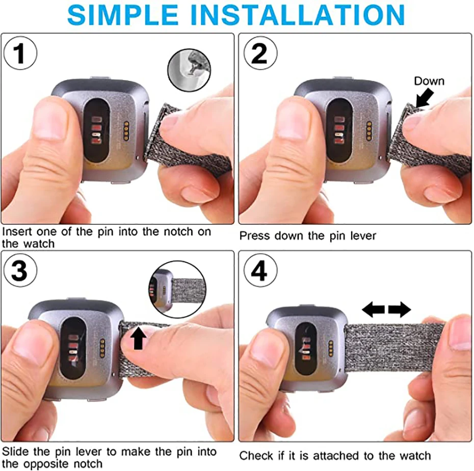 Bands Compatible with Fitbit Versa 2 Fitbit Versa Lite Women Men Breathable Woven Fabric Strap Replacement Wristband Smart Watch