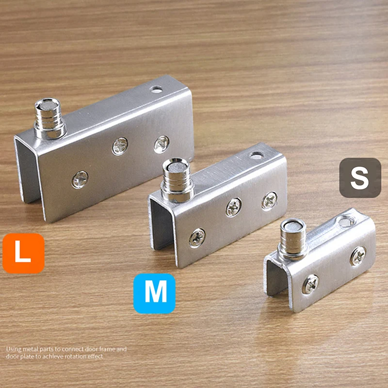 

1Pair Glass Pivot Hinge Rotation Axis Stainless Steel Wine Cabinet Door Rotating Hinges Clamp Clip Shaft