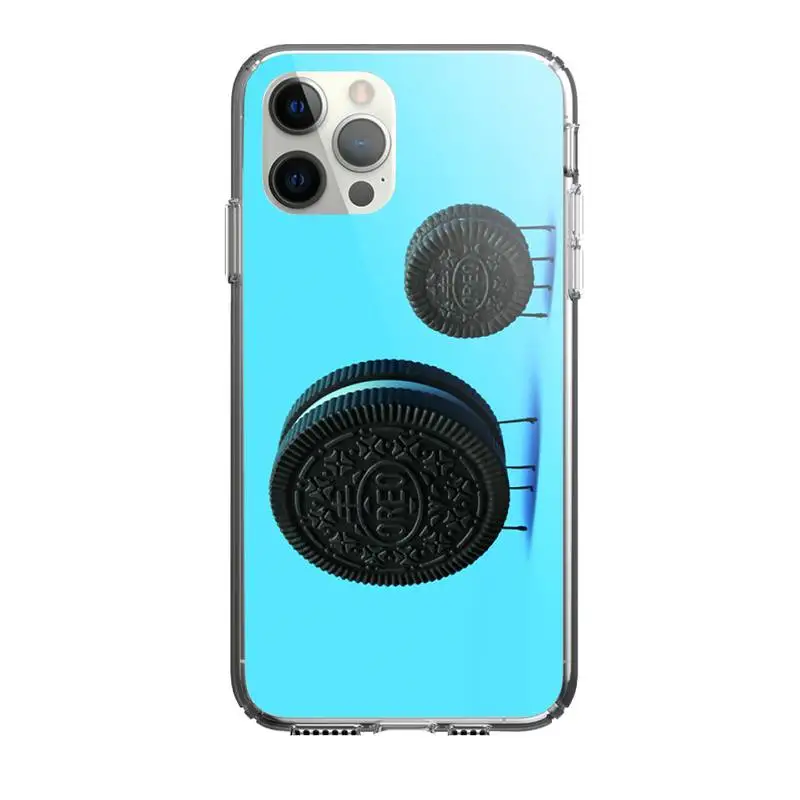 

Oreo Milk Chocolate Biscuit Phone Case Clear Cover For Iphone 5 6 7 8 11 12 Plus XR X XS SE2020 11/12PRO Max Transparent Cases