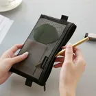 Чехол для карандашей сетчатый черный, подарок для девочек, офисные и школьные принадлежности, канцелярские принадлежности, нейлоновый чехол для карандашей, 1 шт.