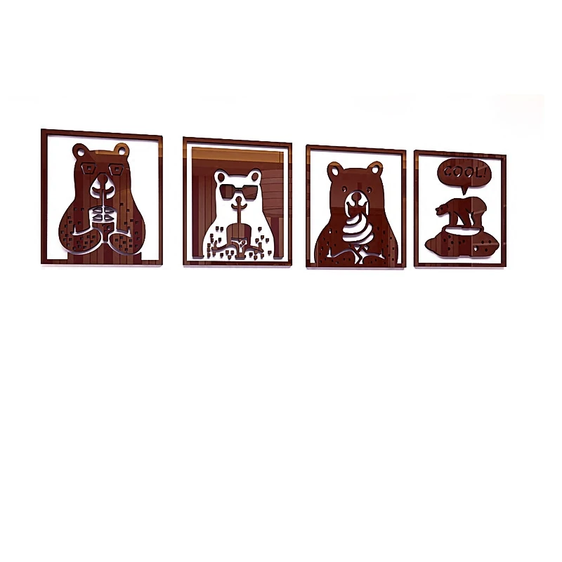 

WS85 Cartoon Bear 3D acrylic wall sticker bedroom wall children's room wall decoration wall stickers