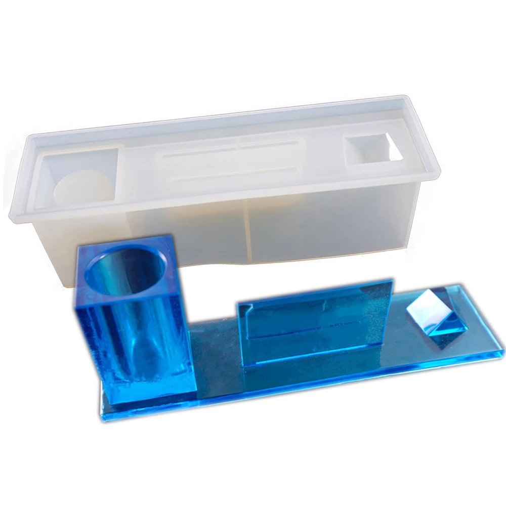 

1pcs Pen Holder Silicone Mold Business Card Holder Swing Table Epoxy Mould DIY Office Resin Casting Molds