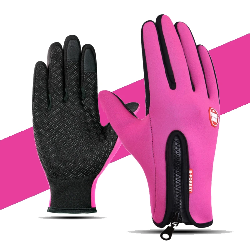 Red gloves Зимние лыжные перчатки для мужчин и женщин, ветрозащитные, теплые, с сенсорным экраном, дизайн для спорта на открытом воздухе, для катания на лыжах, сноубординга, снежные перчатки - Цвет: Red gloves
