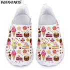 Женские сетчатые слипоны INSTANTARTS, Симпатичные кроссовки с рисунком мороженого, на плоской подошве, дышащие удобные лоферы, для девушек