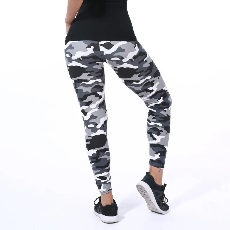 VISNXGI 2022 Camouflage Womens Fitness Leggings Knitted Stretch Army Green Ankle-Length Polyester High Waist Push Up Pants XXXL