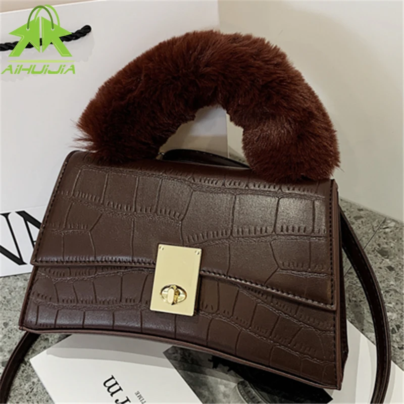 

Fashion Solid Color New Chain Women Shoulder Crossbody Bags Stone Pattern Simplicity Handbags PU Leather Woman Small Square Bags