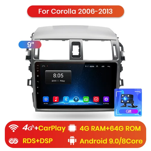 4G (4GB 64GB) Junsun V1 Android 9,0 2G+ 32G DSP автомобильный Радио мультимедийный плеер gps навигация для Toyota Corolla E140/150 2007-2013 2din без DVD - Цвет: 4G (4GB 64GB)