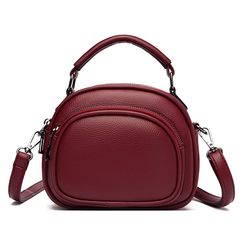 

2021 зимние модные сумки, текстурная мягкая кожаная маленькая круглая сумочка, Вместительная женская сумка-мессенджер