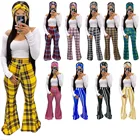 Брюки-клеш Женские Широкие с высокой талией и принтом