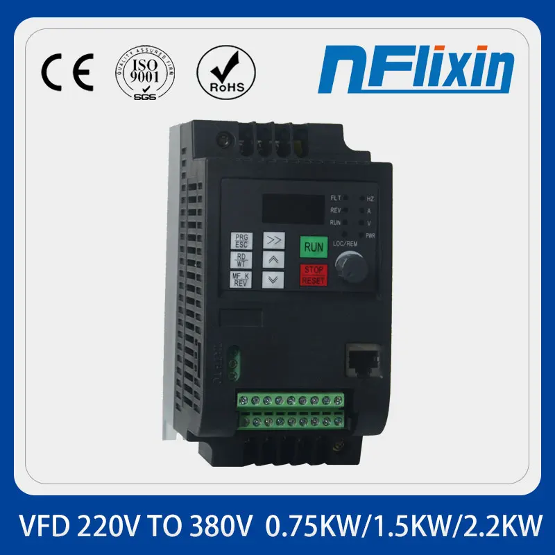 

220V to 380V Variable Frequency Drive VFD Inverter 1 Phase Input 3 Phase Output Frequency Inverter 1.5KW-2.2KW for Spindle Motor