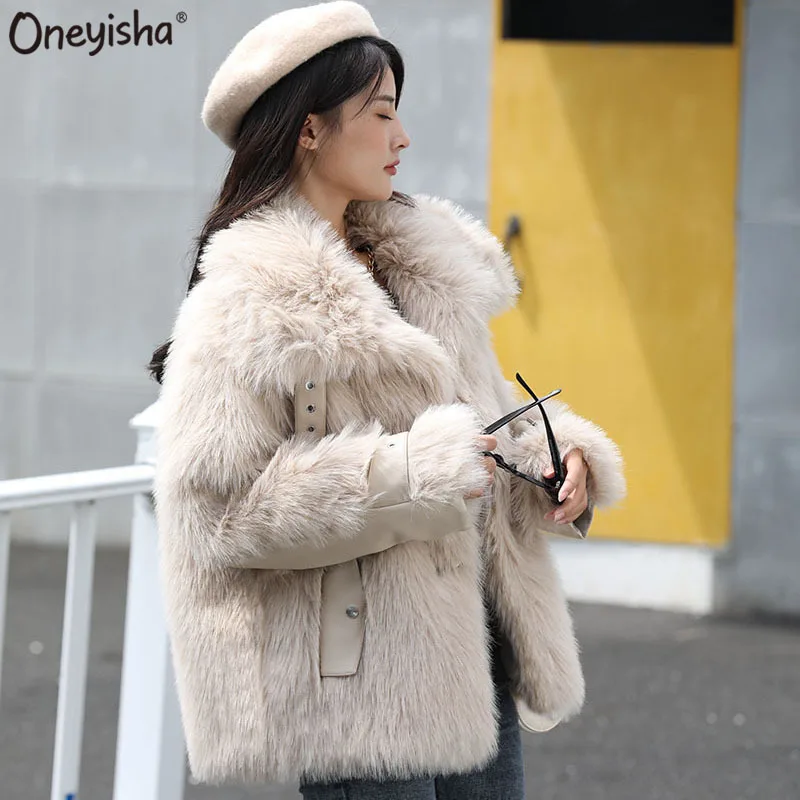 

2021 Short Thick Warm Faux Fur Coat Women Party Overcoat Female Elegant Ladies Winter Coat Luxury Fake Fur Winter Outerwear