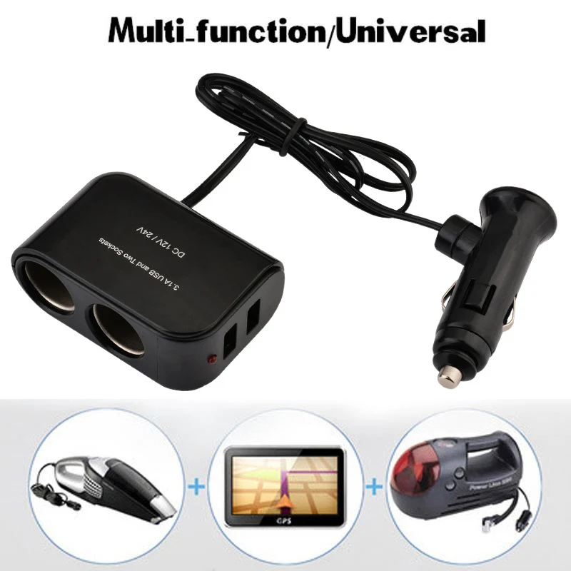 

2 Way Car Cigarette Lighter Socket Splitter Dual USB Charger 5V 3.1A Power Adapter