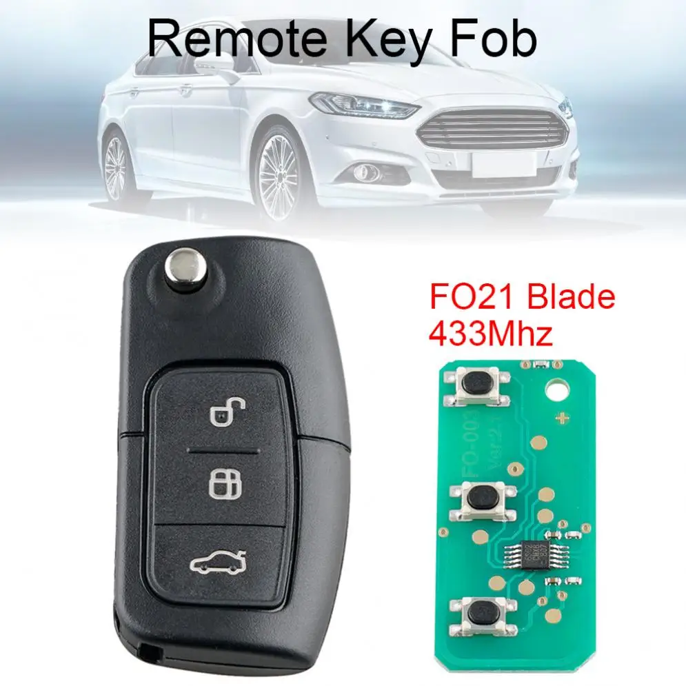

433Mhz 3 Buttons Remote Car key with FO21 Blade Fit for Ford Monde