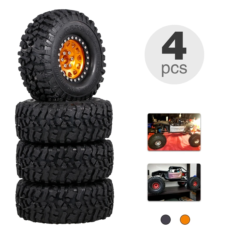 

4PCS Metal 2.2 Beadlock Wheel Rim Tires Set for 1/10 RC Crawler Car Traxxas TRX4 TRX6 Axial SCX10 RR10 Parts