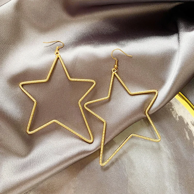 

Hyperbolical Big Pentagram Star Drop Earrings Simple Style Charming Trendy Dangle Earring Piercing Accessories Gifts For Women