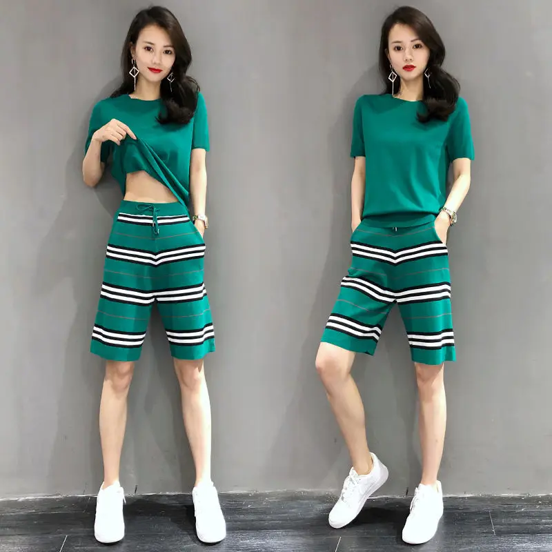 

Short Sleeve Sports Set Women 's Summer Wear 2021 New Fashionable Stylish Shorts Casual Two - Piece Suit Tide