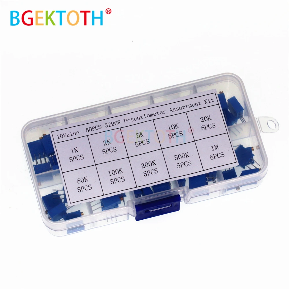 

3296W 3296 50 100 200 500 ohm 1K 2K 5K 10K 20K 50K 100K 200K 500K 1M ohm 103 100R 200R 500R Trimpot Trimmer Potentiometer
