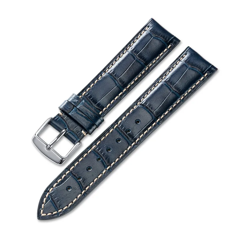 Blue with Tan IStrap Ремешки для наручных часов 18 20 22 24 мм для женщин мужчин Quick Release samsung gear S3 подлинные кожаные старинные часы ремешок - Цвет ремешка: Blue with Tan
