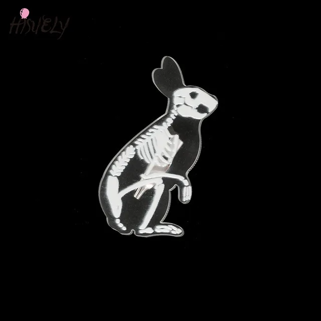 Брошь в виде животного скелета пингвин свинья кролик кошка мышь Череп прозрачная