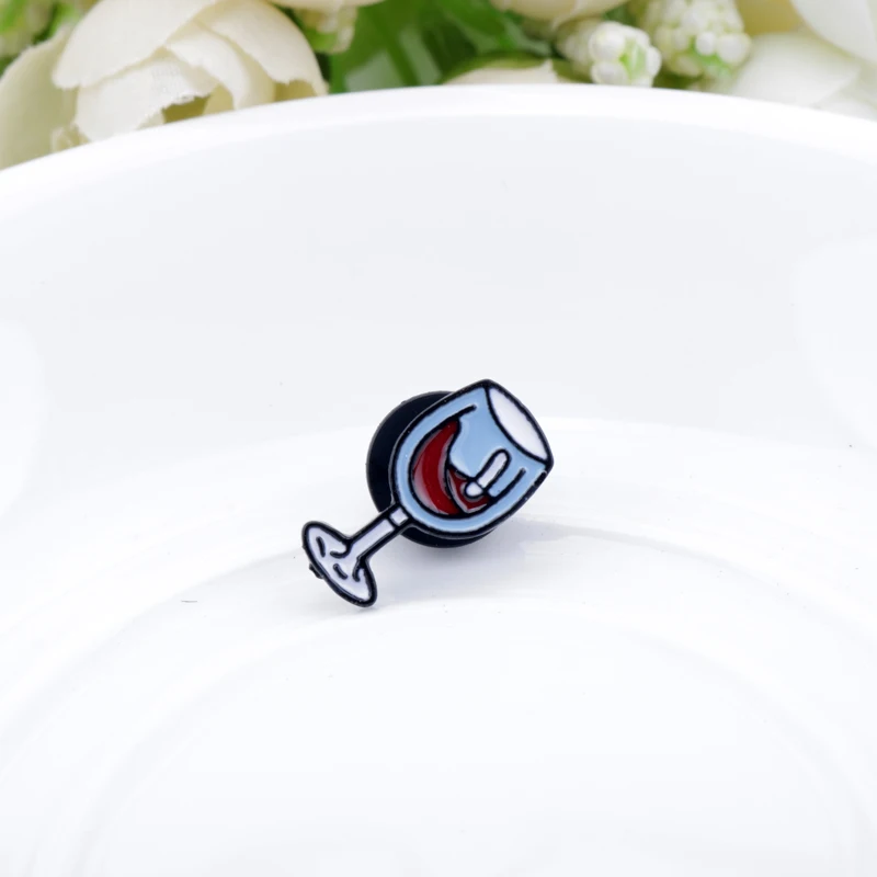 Эмалированная брошь на булавке Wine Time милые бокалы для красного вина и парные