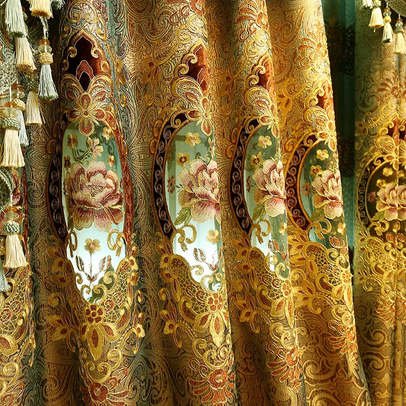 European American Luxury embroidered curtains for Bedroom Gold high quality Living Room Window curtain kitchen/Hotel | Дом и сад