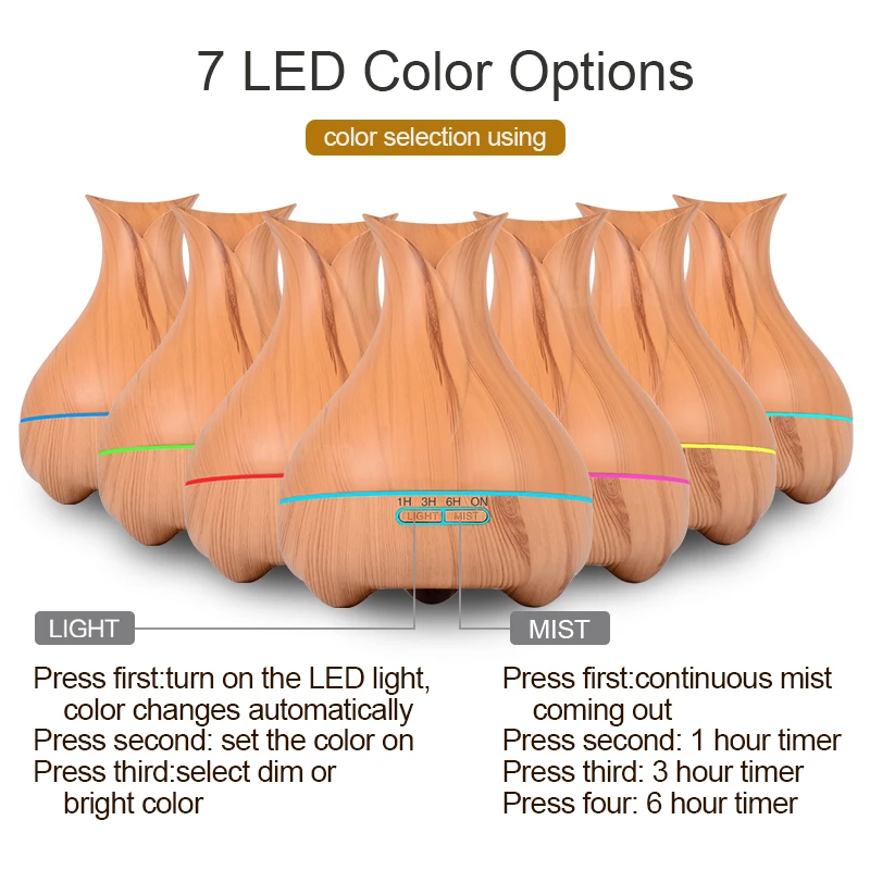 

Oil Diffuser Air Purifier for Home Mist Maker Aroma Diffuser Fogger LED Light 550ML Ultrasonic Aromatherapy Humidifier Essential