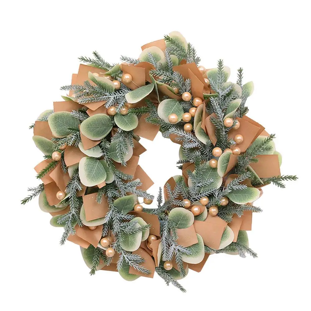 

Рождественская искусственная Цветочная лоза, круг, входная дверь, настенная подвесная гирлянда, Рождество 2020, подвеска, праздничные украше...