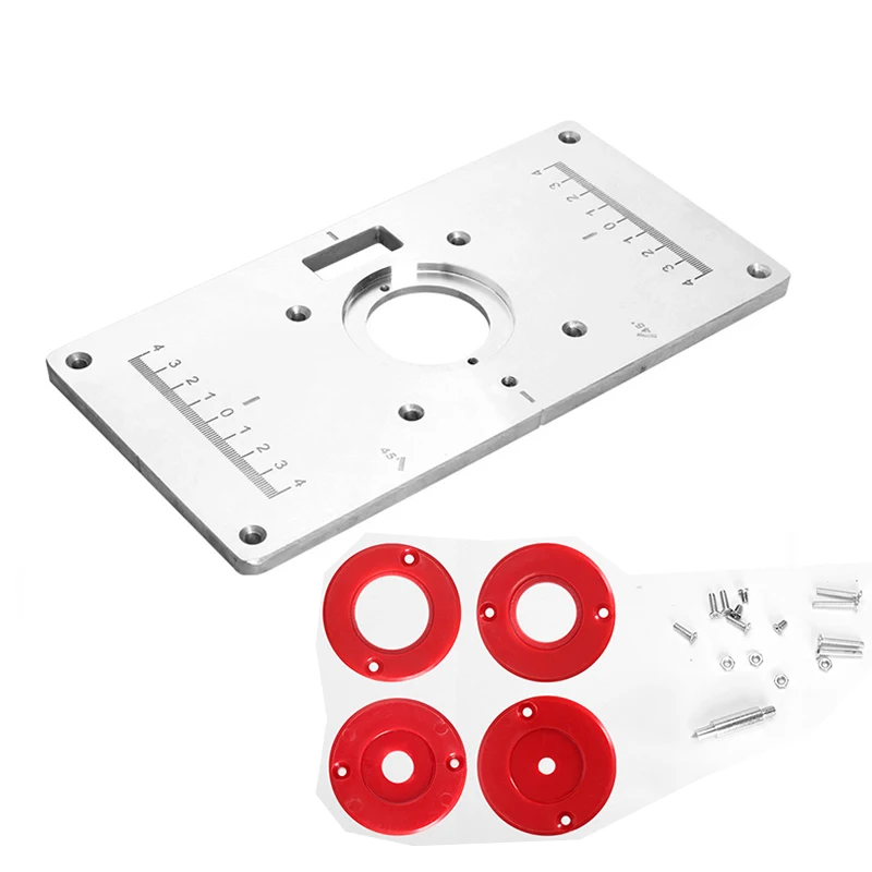 Aluminum Router Table Insert Plate Electric Wood Milling Trimming Machine Flip Plate With Cover For Woodworking Engraving DIY - Цвет: 62x70mm