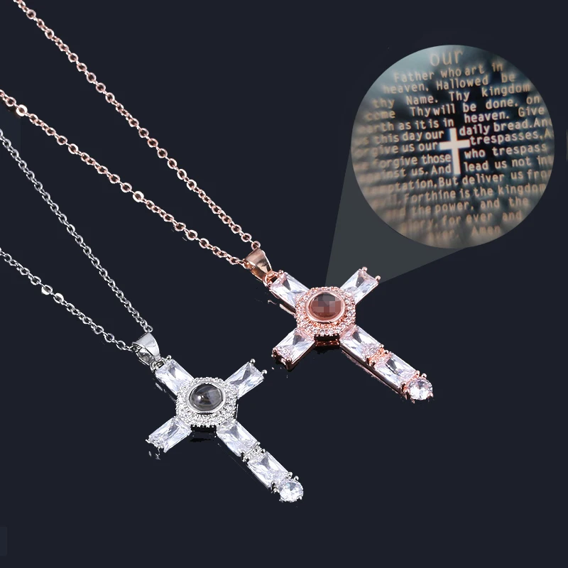

MIDY Fashion Cross Crystal Pendants Necklaces Religion Christian Church Crucifix Cross Projection Necklace Choker Women Jewelry