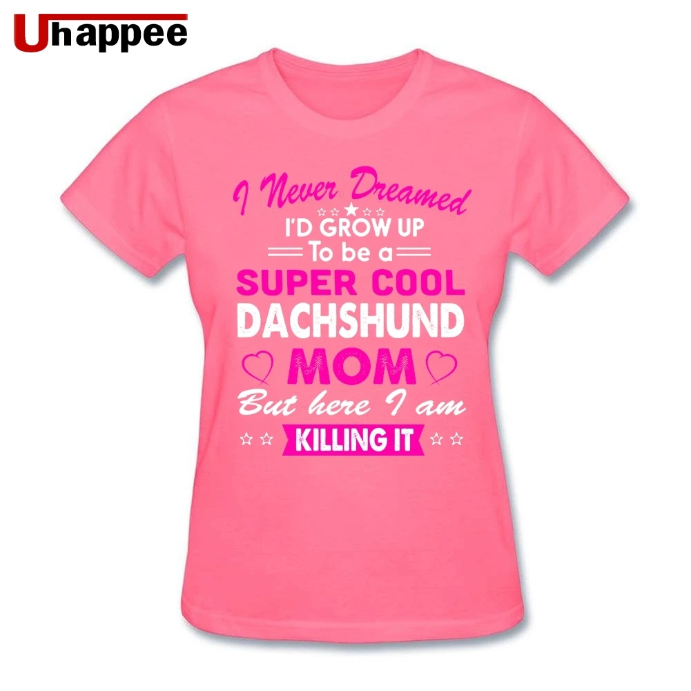Dachshund Mom Футболка женская Повседневная футболка с короткими рукавами из 100% хлопка