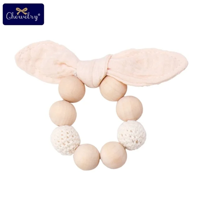 White Bracelet 1 шт., деревянный зубопрорезыватель, хлопковая соска, зажимы, цепочка, плетеная нить, кожа, гравировка, лиса, соска, клипса, пустышка для детей, товары для кормления - Цвет: White Bracelet