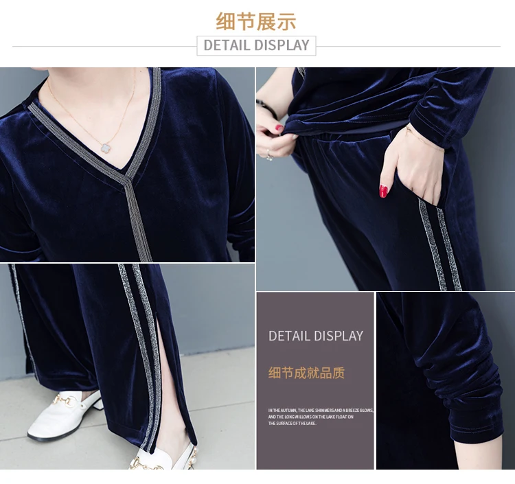 Золотой бархатный костюм женский весенне-осенний Новый корейский модный