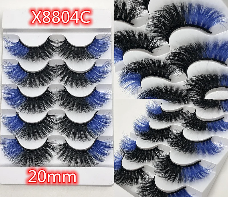 5 Pairs 3D White/Pink/Blue/Red Lashes with butterfly Wholesale Natural Long Colorful False Eyelashes Lash Extension Supplies | Красота и