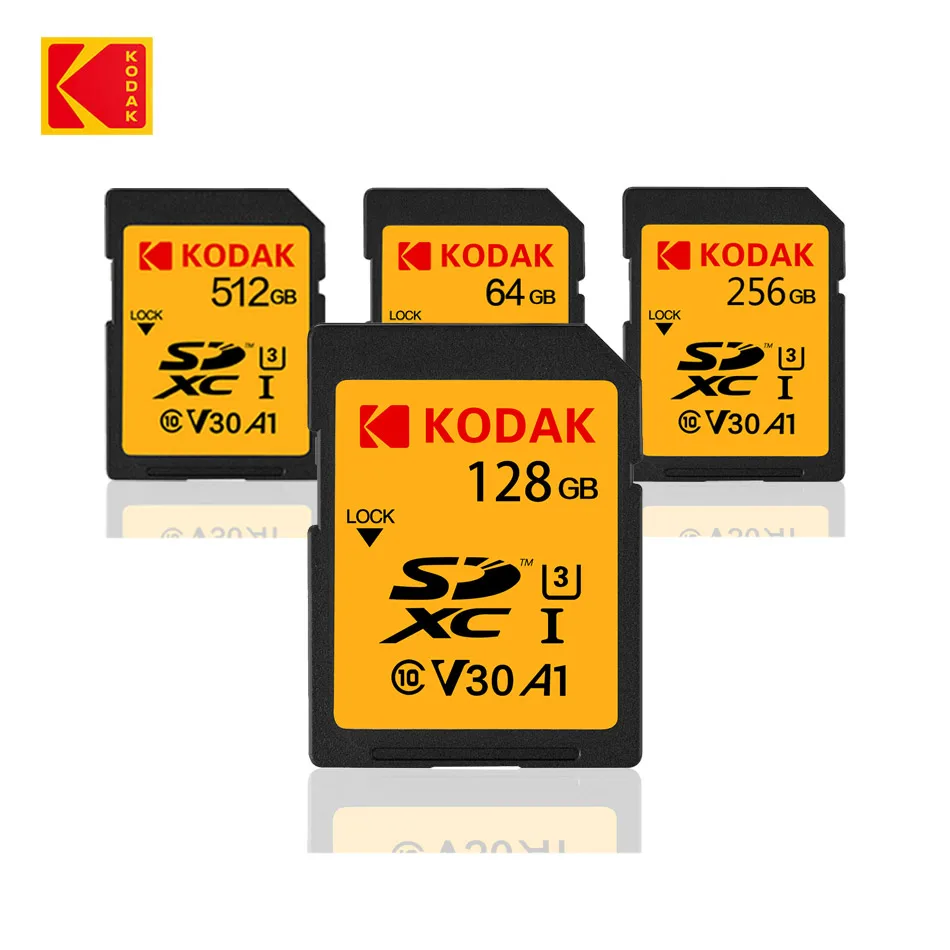 Карта памяти KODAK высокоскоростная карта SDHC/SDXC SD U1 U3 32 Гб 64 128 ГБ 256 512 SD-карта для