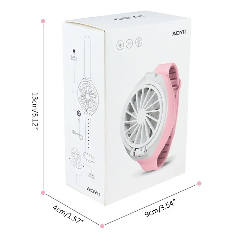 

USB Rechargeable Fan with Wrist Strap Portable Mini Cooling Fan Watch-Shaped Fan 3 Speed Control for Indoors Outdoors U1JE