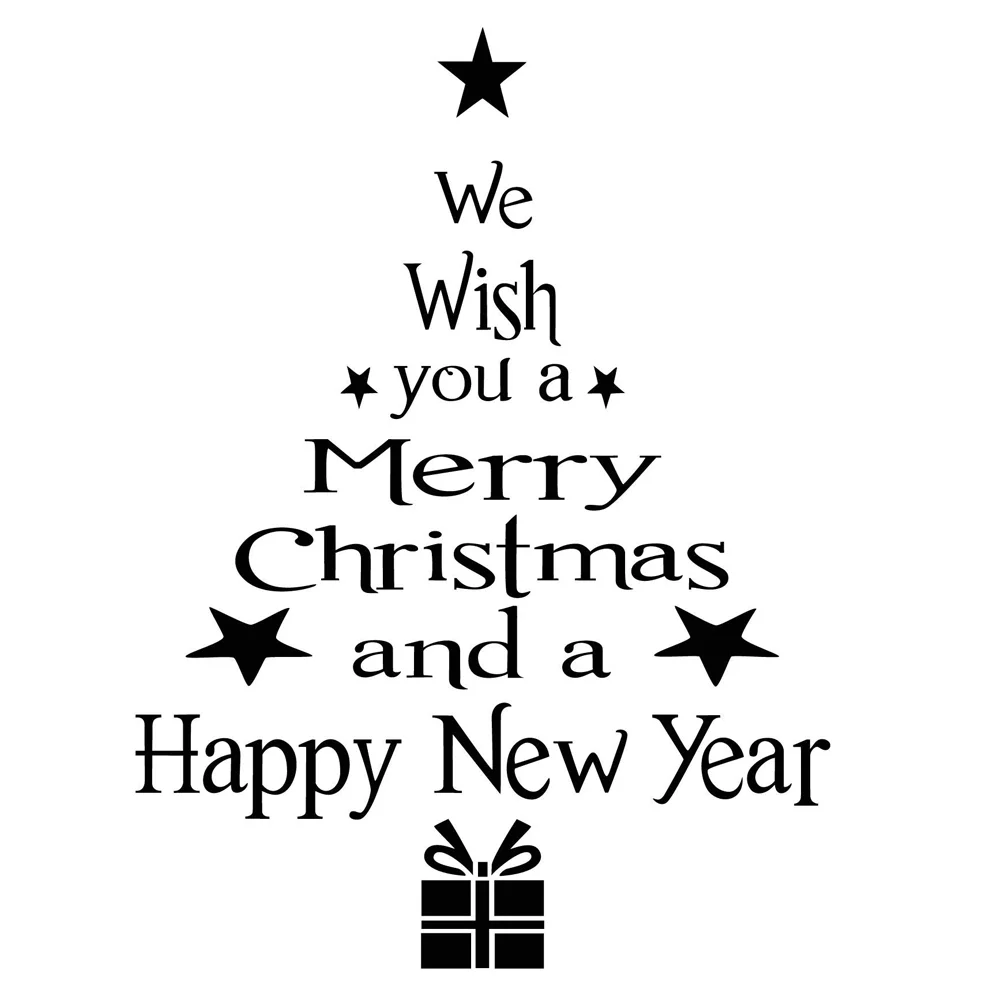 

Merry Christmas Wall Sticker Removable Art Murals Wallpaper Decals for Living Room Bedroom TV Background Decoration (Black)