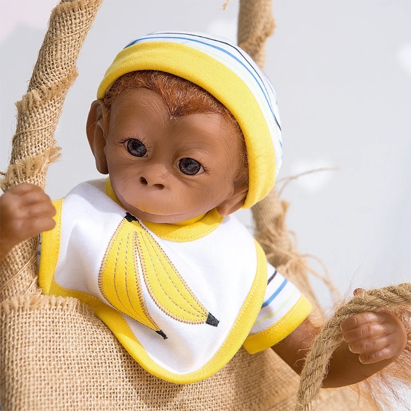 

48cm Monkey Doll Reborn Lifelike Soft Silicone Vinyl Realistic Looking Cute Baby Dolls Toddler Girls Toy