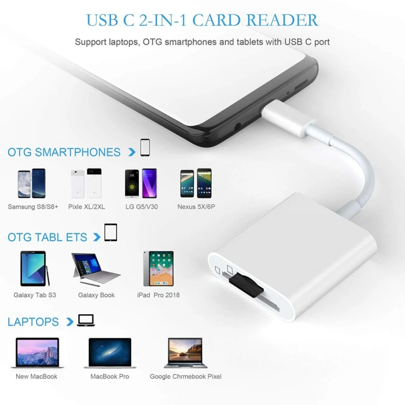 Универсальный usb type-C для SD/TF считыватель карт OTG адаптер для iPad MacBook Pro Смартфон ноутбук