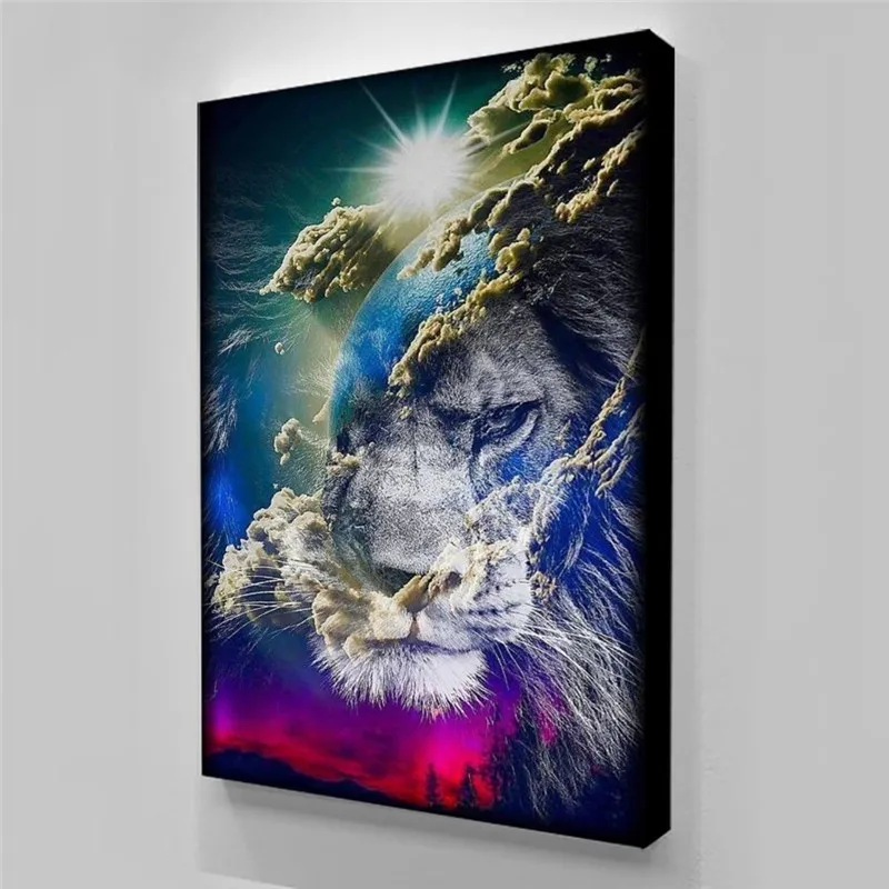 Настенная картина с изображением Льва и земли абстрактная живопись домашнее