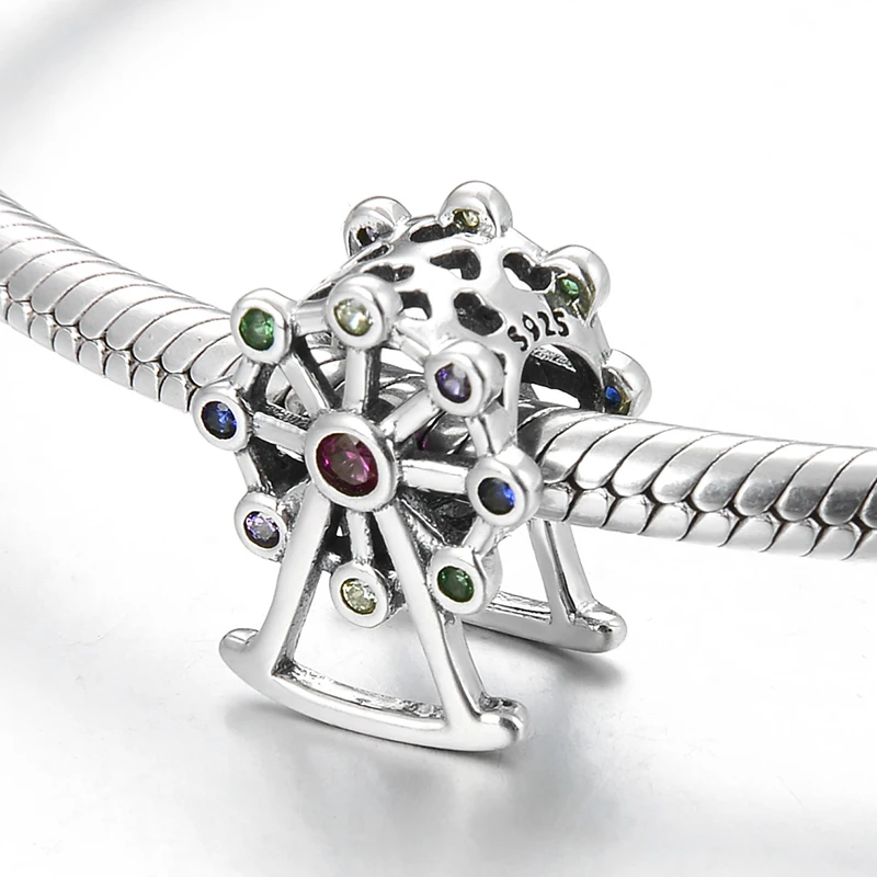 Hot sale 925 Sterling Silver Colorful Zircon Dream Ferris Wheel Charm Beads Fit Original LYNACCS Bracelet Jewelry making | Украшения и
